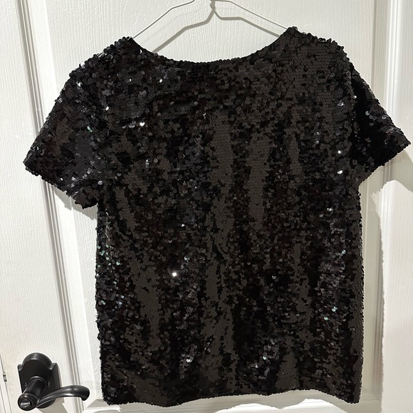 J.Crew Black SequinShort Sleeve Top. NWT - Picture 5 of 6